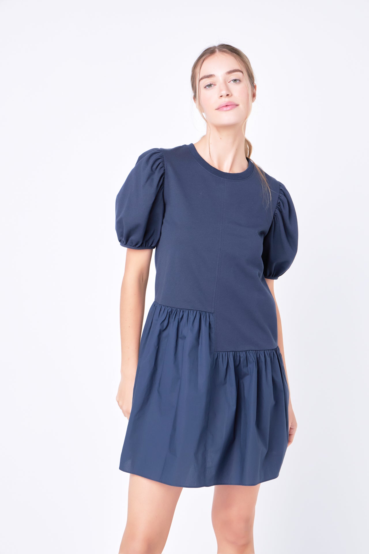 ENGLISH FACTORY - Knit Woven Mixed Dress Plus - DRESSES available at Objectrare