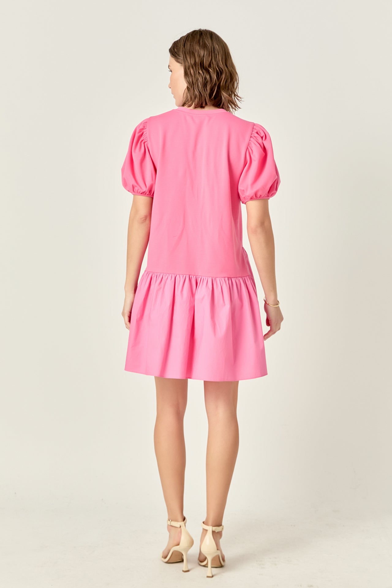 ENGLISH FACTORY - Knit Woven Mixed Dress in Pink - DRESSES available at Objectrare