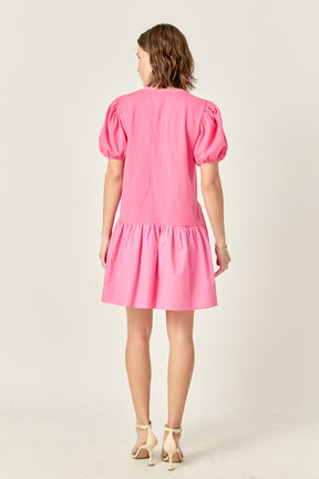 ENGLISH FACTORY - Knit Woven Mixed Dress in Pink - DRESSES available at Objectrare