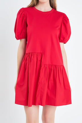 Knit Woven Mixed Dress