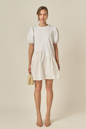 ENGLISH FACTORY - Knit Woven Mixed Dress - DRESSES available at Objectrare