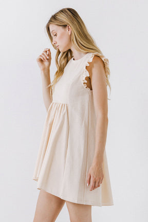 ENGLISH FACTORY - Mixed Media Ruffle Sleeve Mini Dress - DRESSES available at Objectrare