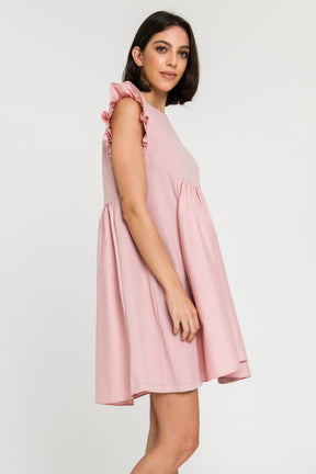 ENGLISH FACTORY - Mixed Media Ruffle Sleeve Mini Dress - DRESSES available at Objectrare