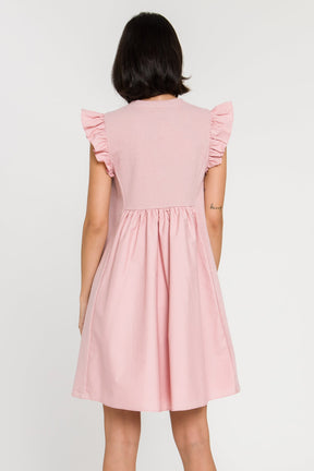 ENGLISH FACTORY - Mixed Media Ruffle Sleeve Mini Dress - DRESSES available at Objectrare