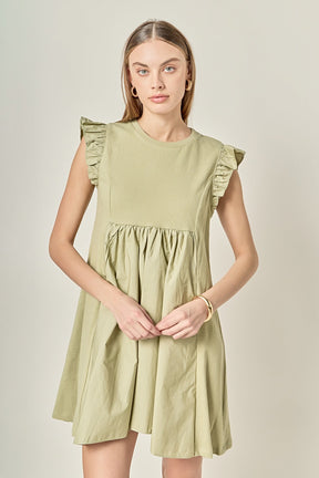 ENGLISH FACTORY - Mixed Media Ruffle Sleeve Mini Dress - DRESSES available at Objectrare