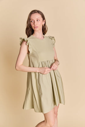 ENGLISH FACTORY - Mixed Media Ruffle Sleeve Mini Dress - DRESSES available at Objectrare