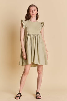 ENGLISH FACTORY - Mixed Media Ruffle Sleeve Mini Dress - DRESSES available at Objectrare