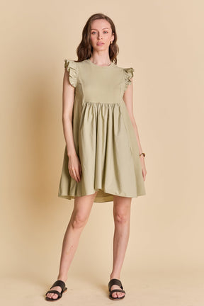 ENGLISH FACTORY - Mixed Media Ruffle Sleeve Mini Dress - DRESSES available at Objectrare