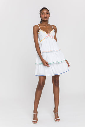 ENGLISH FACTORY - Color Block Wave Trim 3 Tiered Dress - DRESSES available at Objectrare