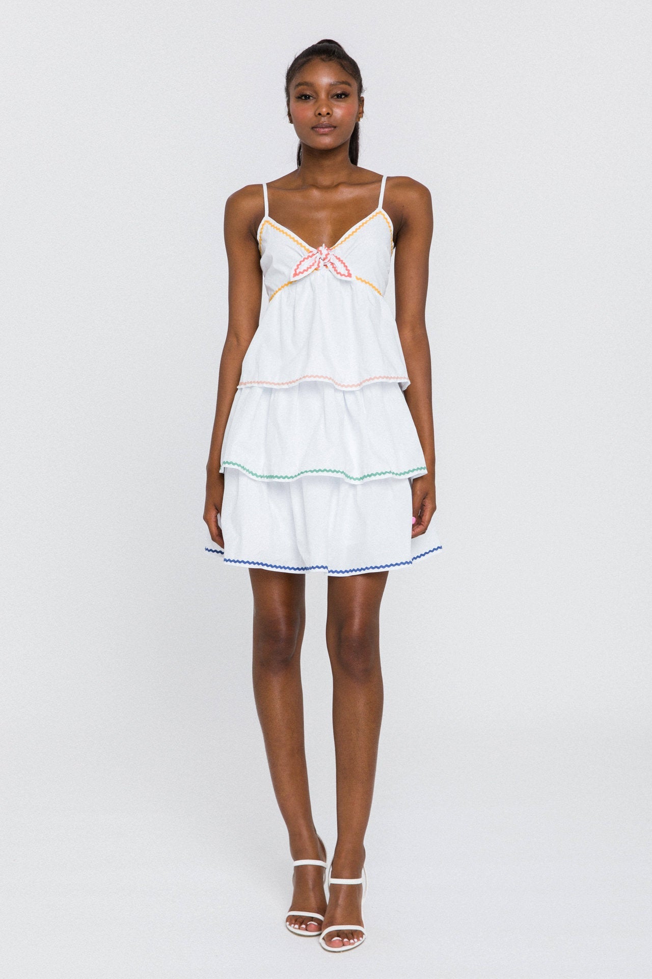 ENGLISH FACTORY - Color Block Wave Trim 3 Tiered Dress - DRESSES available at Objectrare