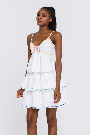 ENGLISH FACTORY - Color Block Wave Trim 3 Tiered Dress - DRESSES available at Objectrare