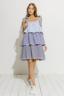ENGLISH FACTORY - Colorblock Tiered Dress - DRESSES available at Objectrare