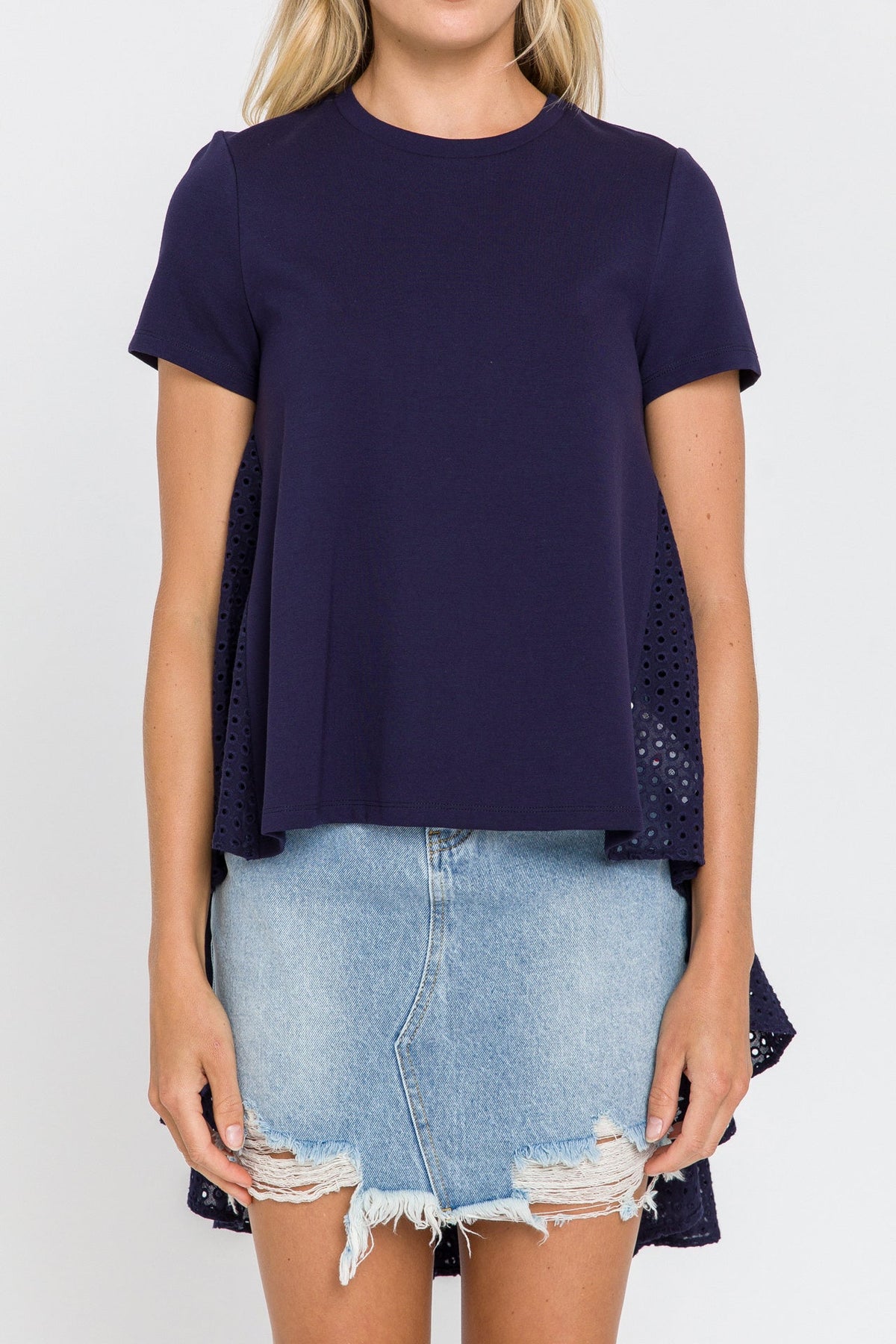High Low T-shirt With Eyelet Peplum