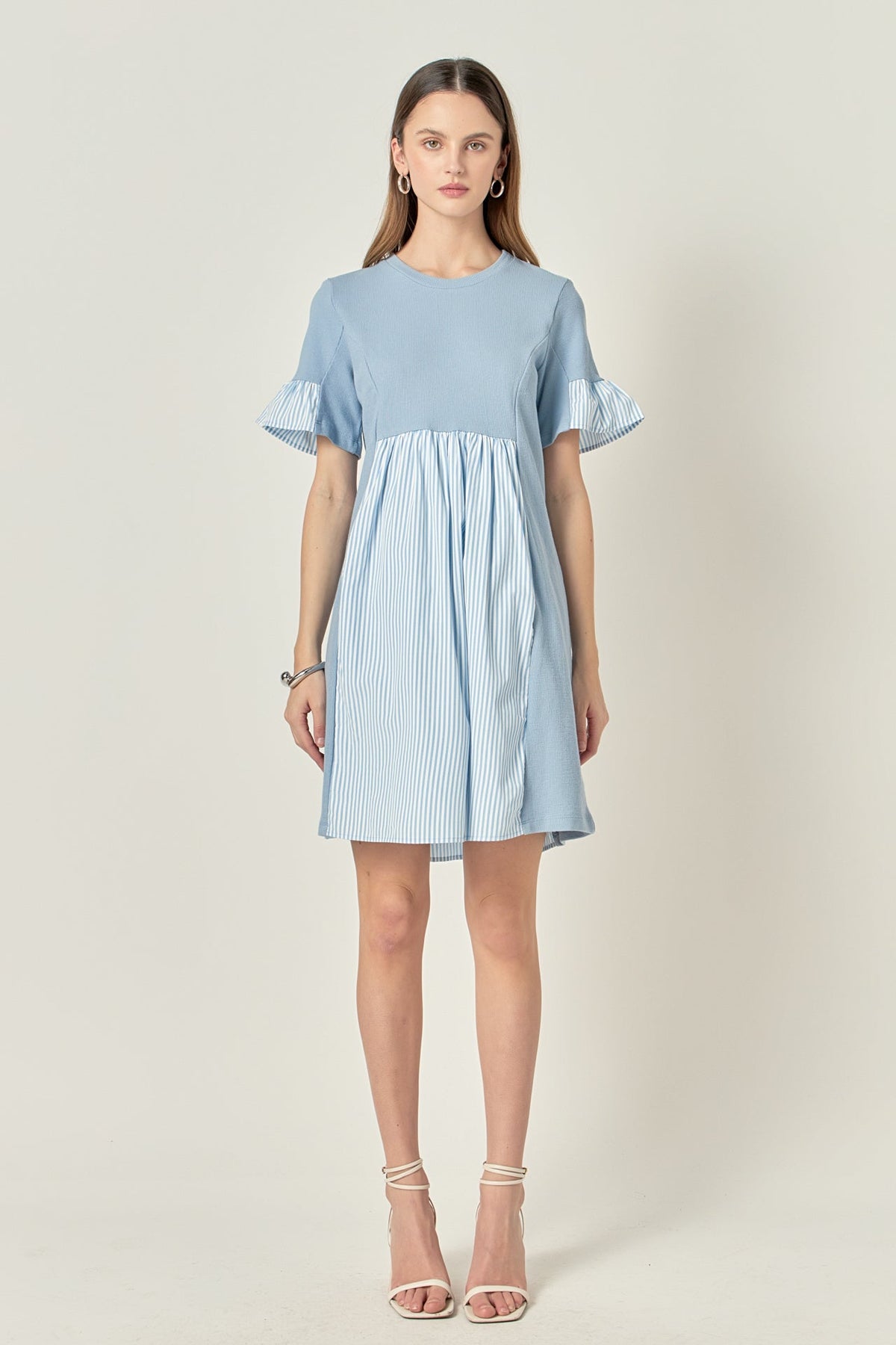 ENGLISH FACTORY - Knit Stripe Woven Mixed Dress - DRESSES available at Objectrare