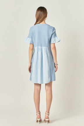 ENGLISH FACTORY - Knit Stripe Woven Mixed Dress - DRESSES available at Objectrare