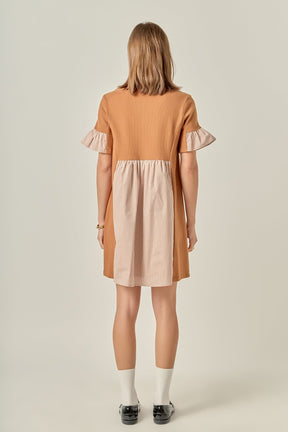 ENGLISH FACTORY - Knit Stripe Woven Mixed Dress - DRESSES available at Objectrare