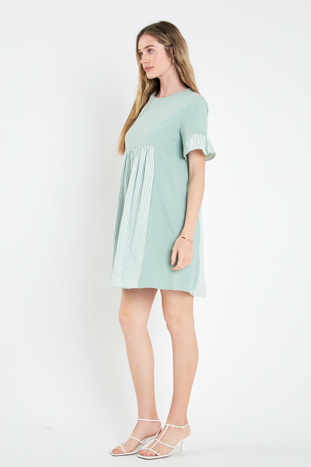 ENGLISH FACTORY - Knit Stripe Woven Mixed Dress - DRESSES available at Objectrare