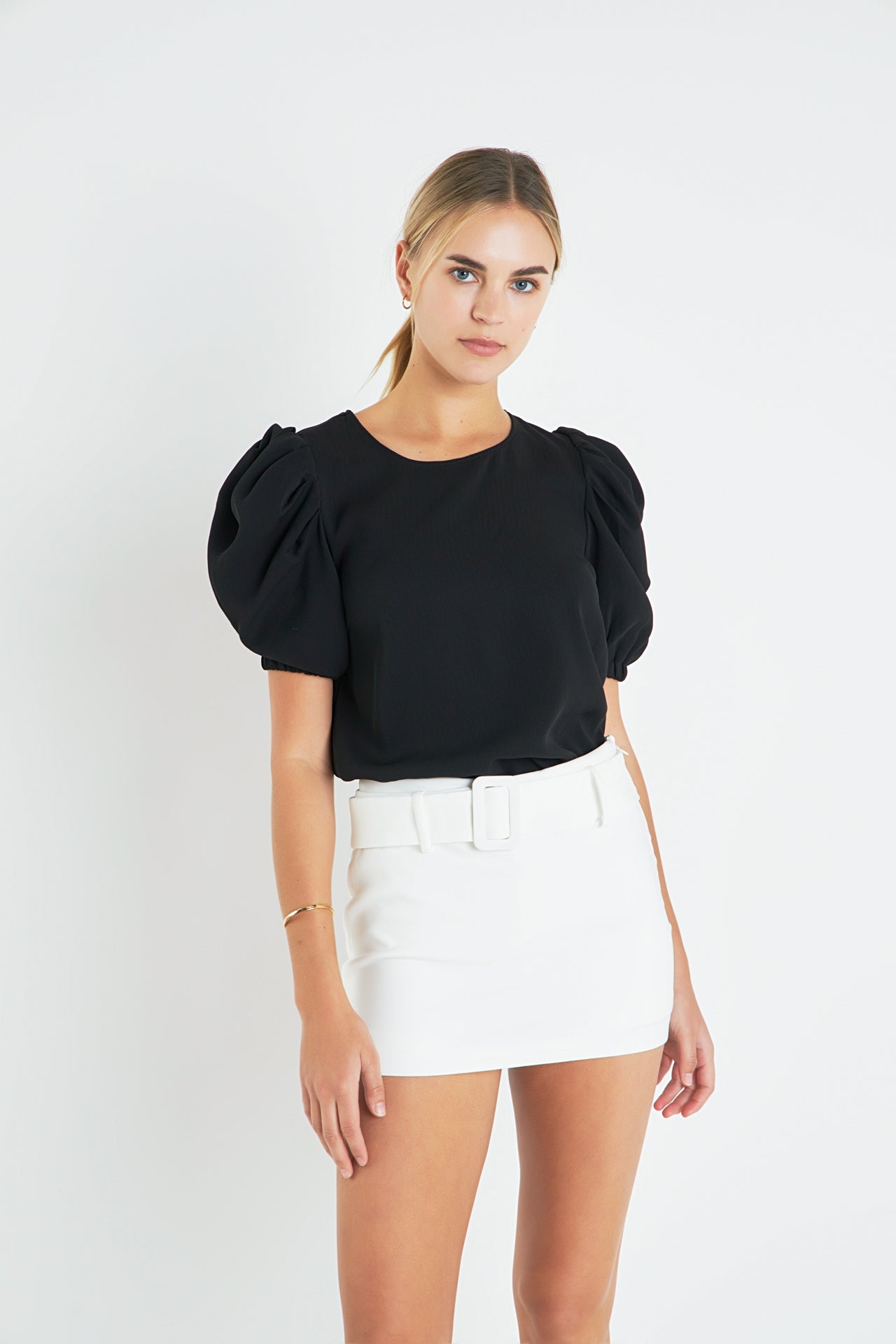 ENGLISH FACTORY - English Factory - Ruched Puff Sleeve Top - TOPS available at Objectrare