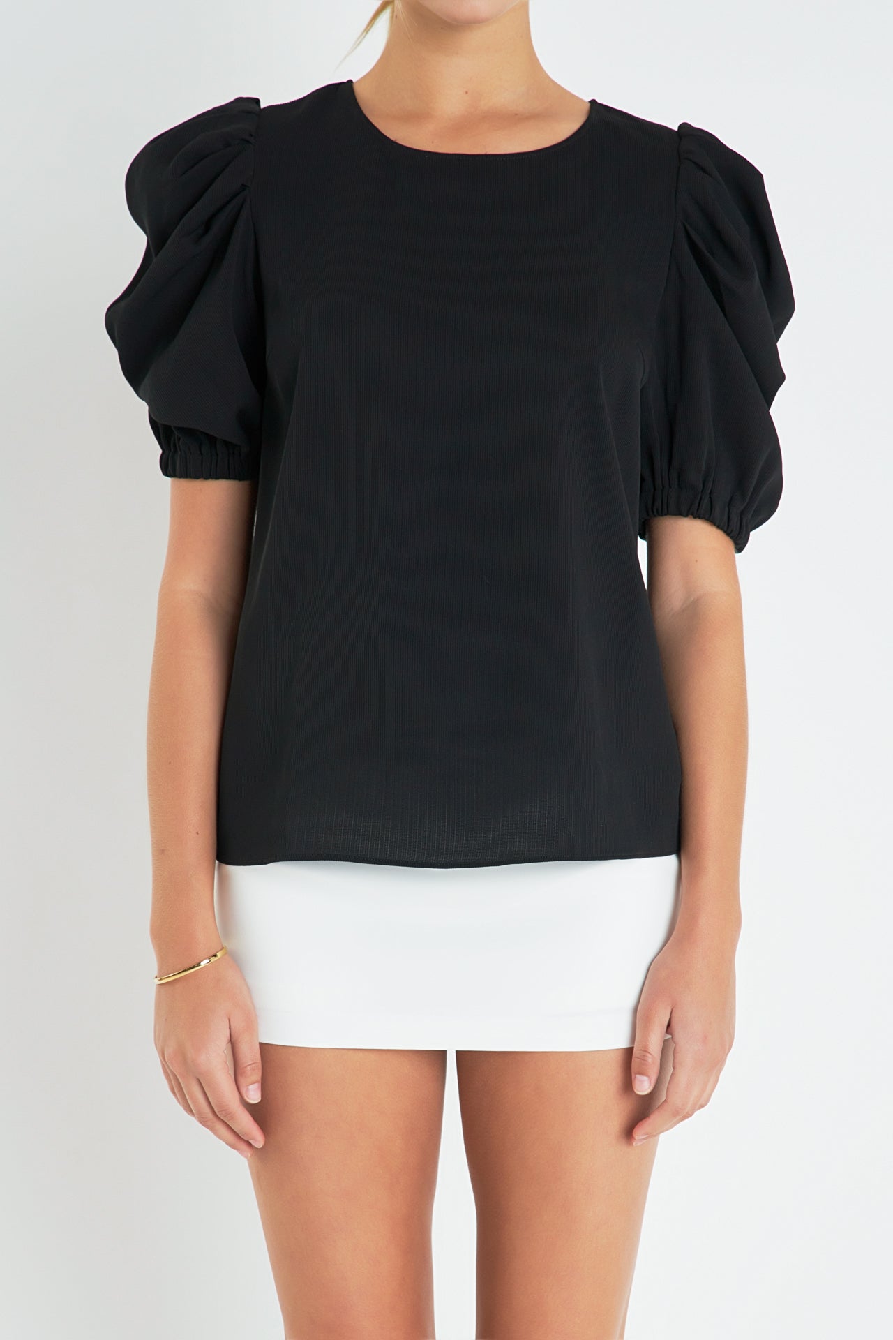 ENGLISH FACTORY - English Factory - Ruched Puff Sleeve Top - TOPS available at Objectrare