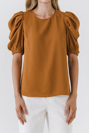 ENGLISH FACTORY - Pleated Puff Sleeve Top - TOPS available at Objectrare