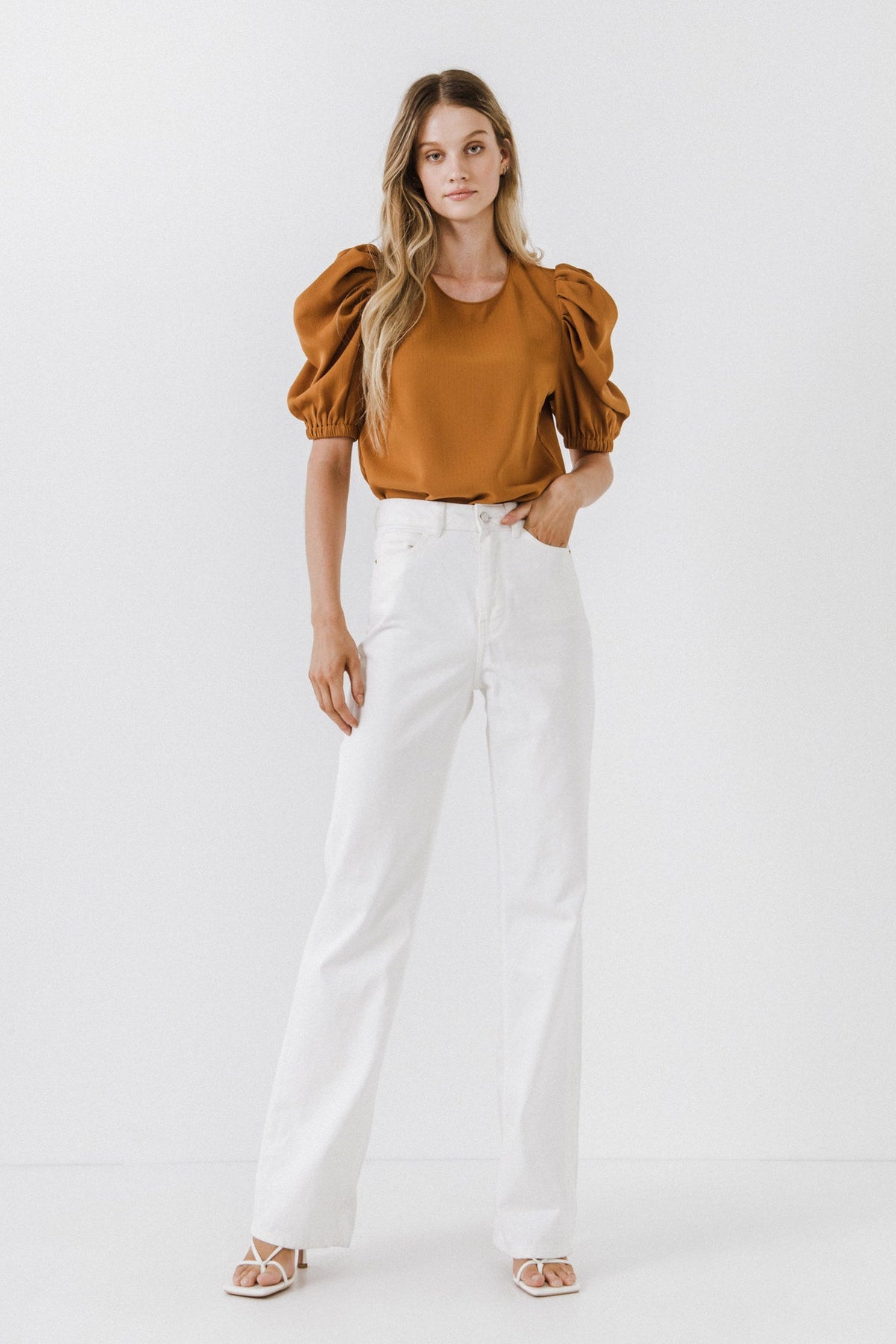 ENGLISH FACTORY - Pleated Puff Sleeve Top - TOPS available at Objectrare