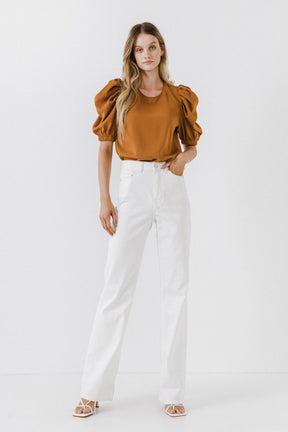ENGLISH FACTORY - Pleated Puff Sleeve Top - TOPS available at Objectrare