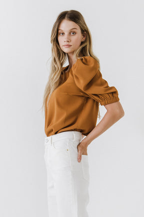 ENGLISH FACTORY - Pleated Puff Sleeve Top - TOPS available at Objectrare