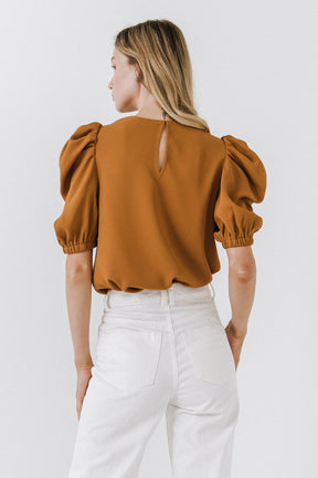 ENGLISH FACTORY - Pleated Puff Sleeve Top - TOPS available at Objectrare