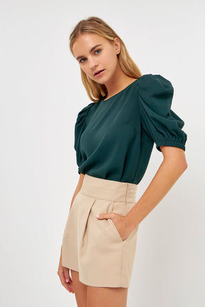 ENGLISH FACTORY - Pleated Puff Sleeve Top - TOPS available at Objectrare