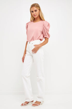 ENGLISH FACTORY - English Factory - Ruched Puff Sleeve Top - TOPS available at Objectrare