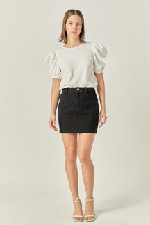 ENGLISH FACTORY - Ruched Puff Sleeve Top - TOPS available at Objectrare