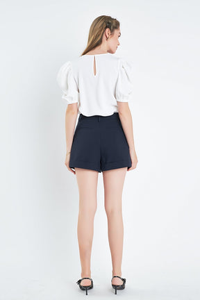 ENGLISH FACTORY - English Factory - Ruched Puff Sleeve Top - TOPS available at Objectrare