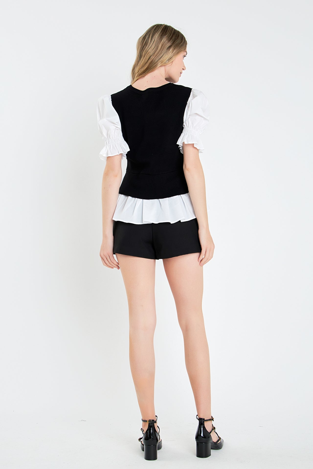 ENGLISH FACTORY - Sweater Poplin Mixed Top - SWEATERS & KNITS available at Objectrare