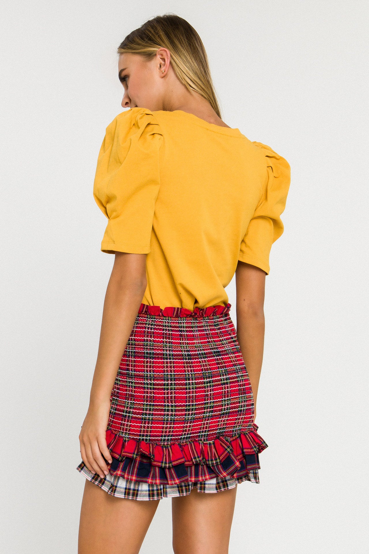 Pleated Puff Sleeve Top