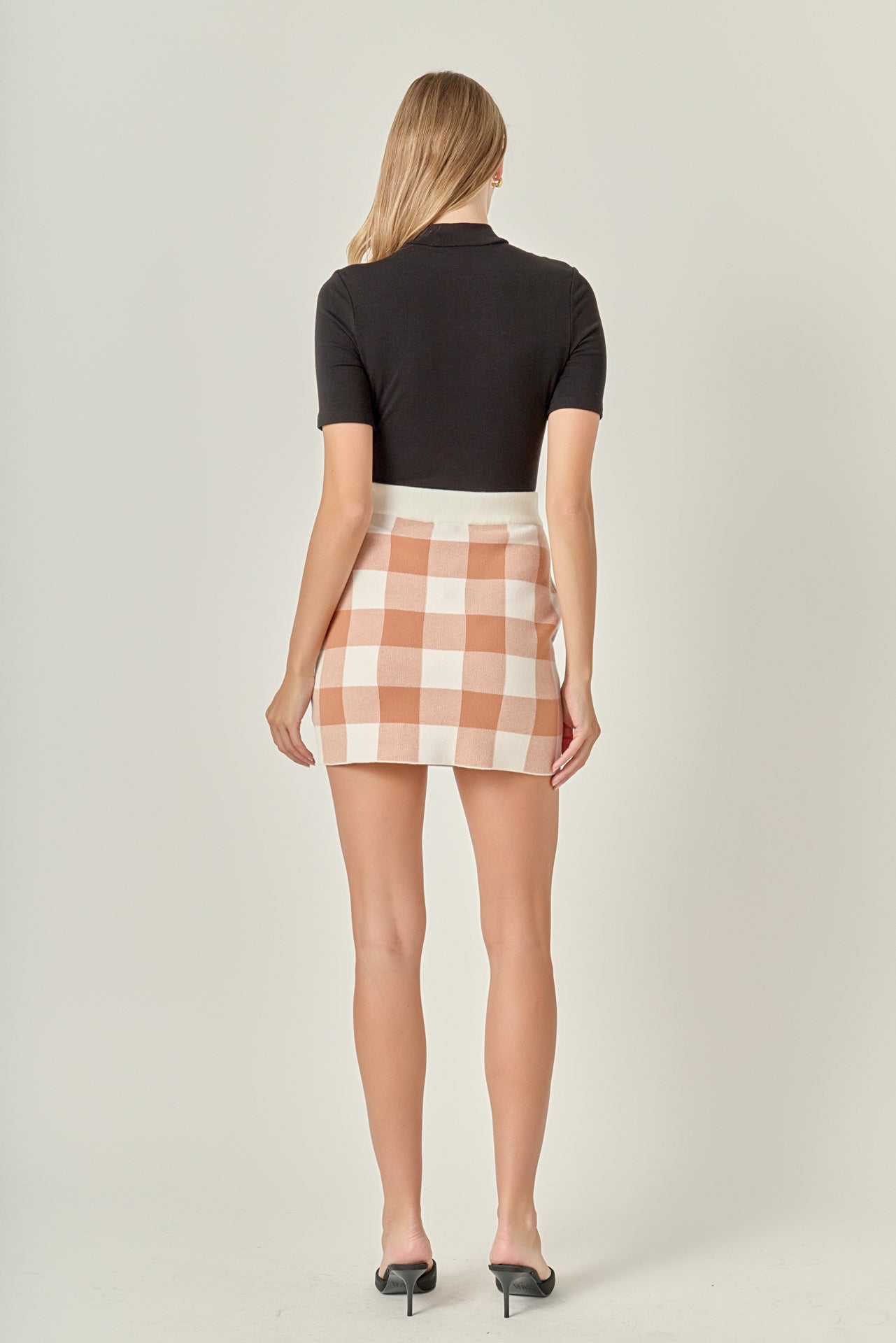 ENGLISH FACTORY - Multi Gingham Knit Mini Skirt - SKIRTS available at Objectrare