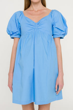 ENGLISH FACTORY - Puff Sleeve V-Neck Babydoll Dress - DRESSES available at Objectrare