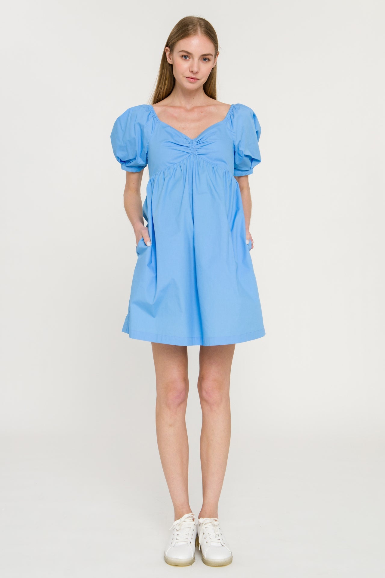 ENGLISH FACTORY - English Factory - Puff Sleeve V-Neck Babydoll Dress - DRESSES available at Objectrare