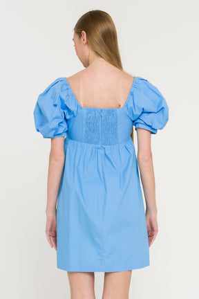 ENGLISH FACTORY - English Factory - Puff Sleeve V-Neck Babydoll Dress - DRESSES available at Objectrare