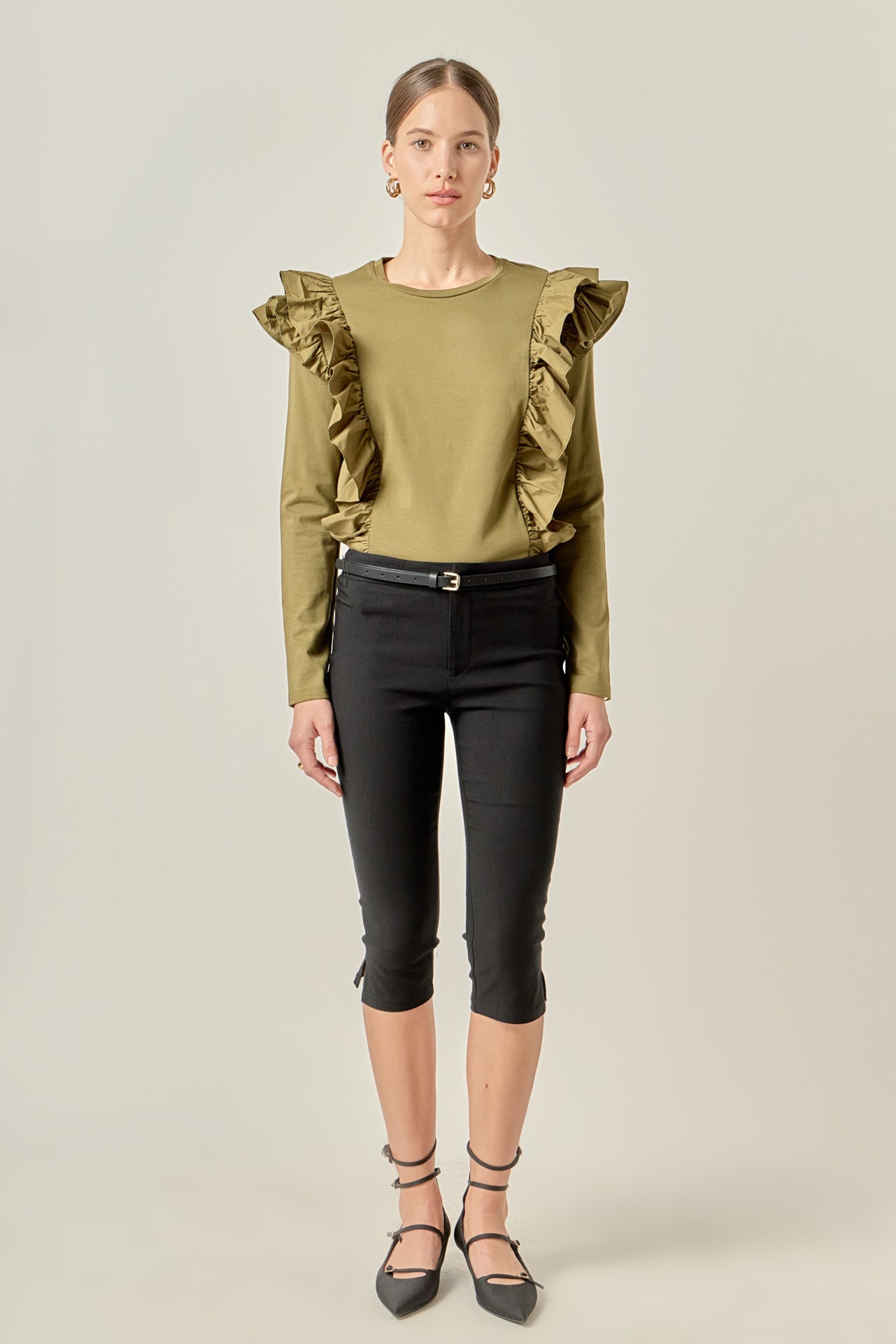 ENGLISH FACTORY - Poplin Ruffle Detail T-shirt - TOPS available at Objectrare