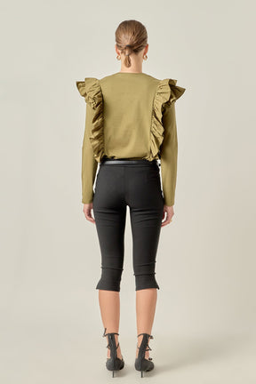 ENGLISH FACTORY - Poplin Ruffle Detail T-shirt - TOPS available at Objectrare