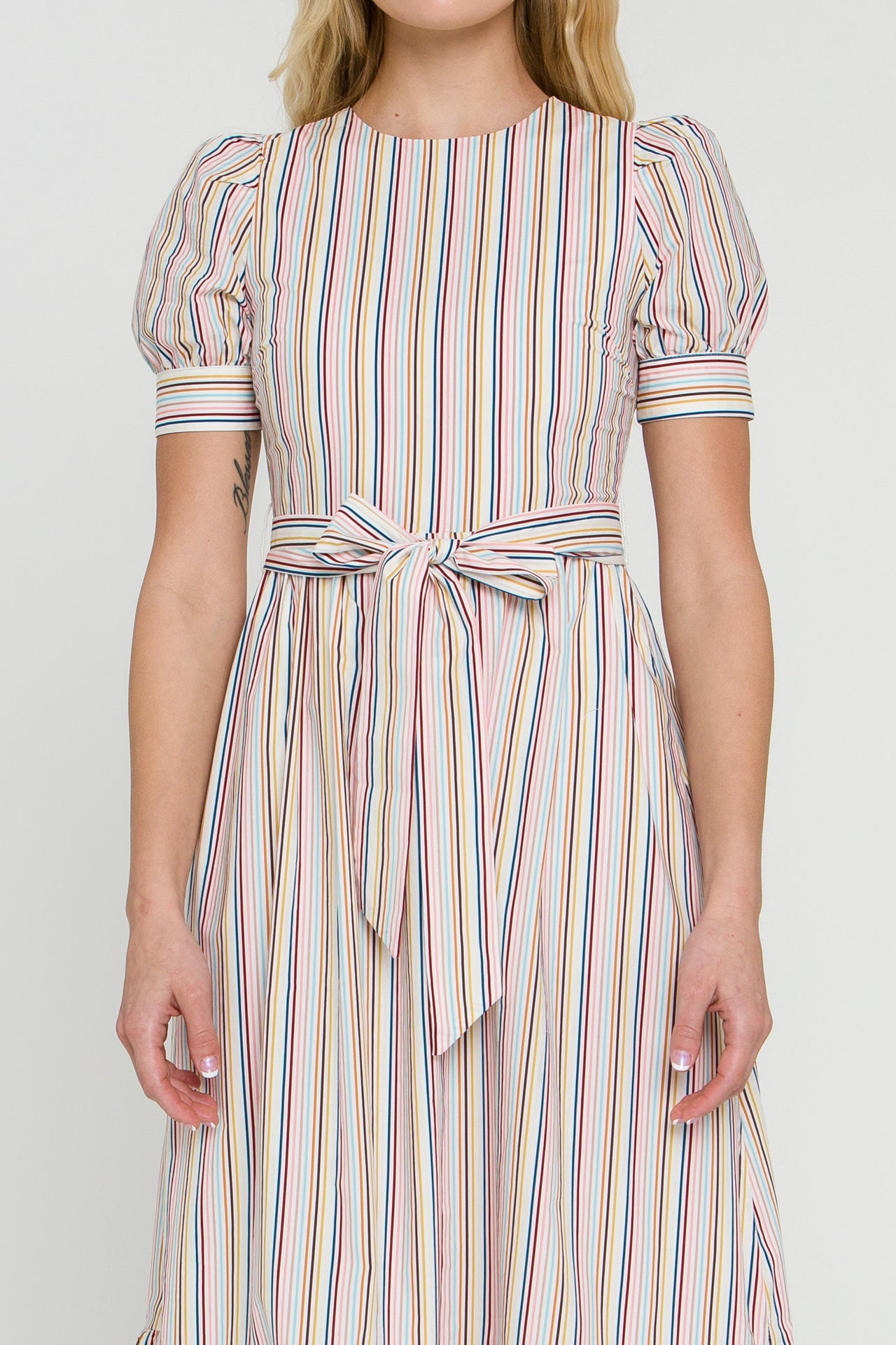 ENGLISH FACTORY - English Factory - Multi Stripe Bow Tie Midi Dress - DRESSES available at Objectrare