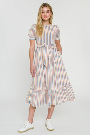 ENGLISH FACTORY - English Factory - Multi Stripe Bow Tie Midi Dress - DRESSES available at Objectrare