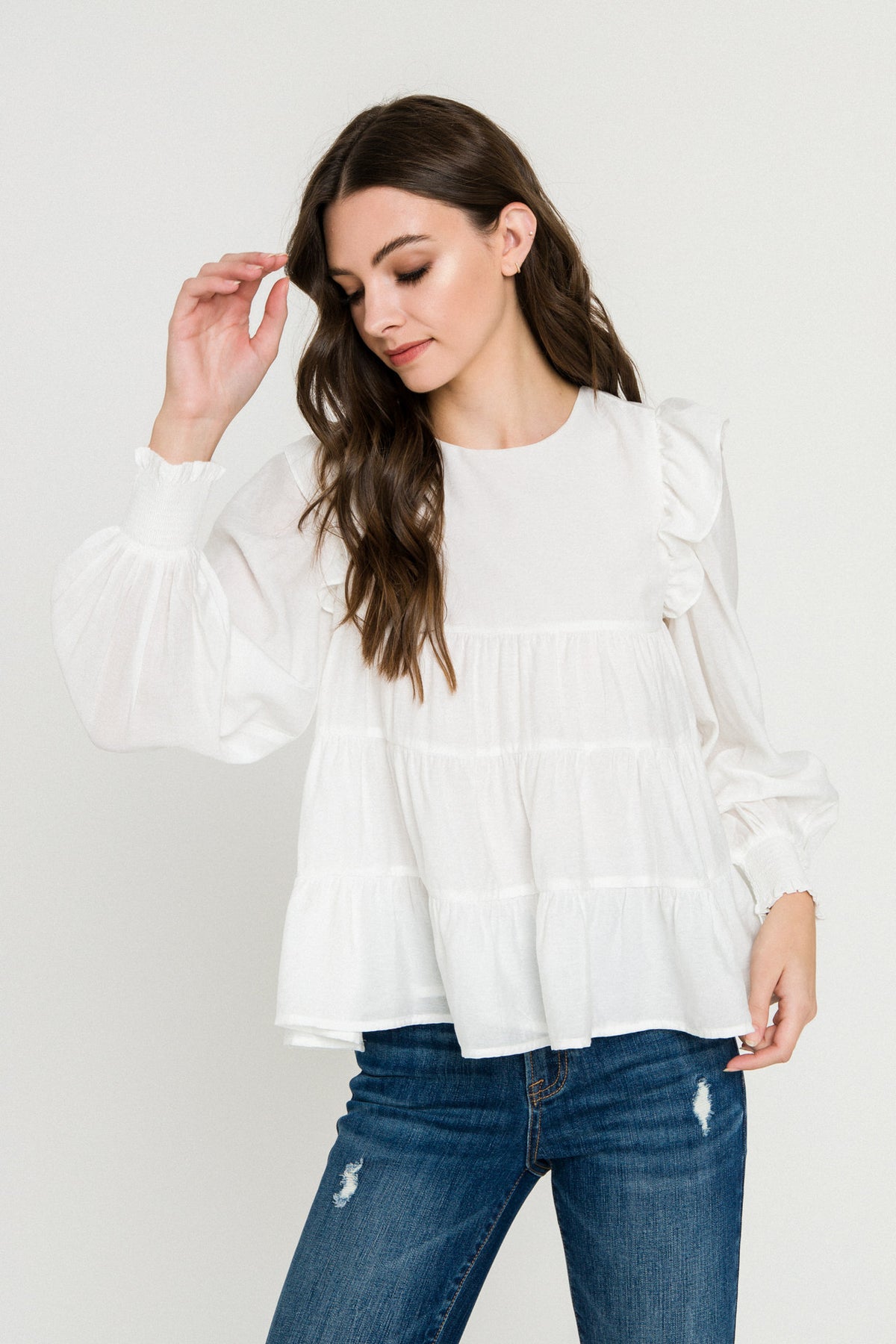 Tiered Ruffle Detail Blouse