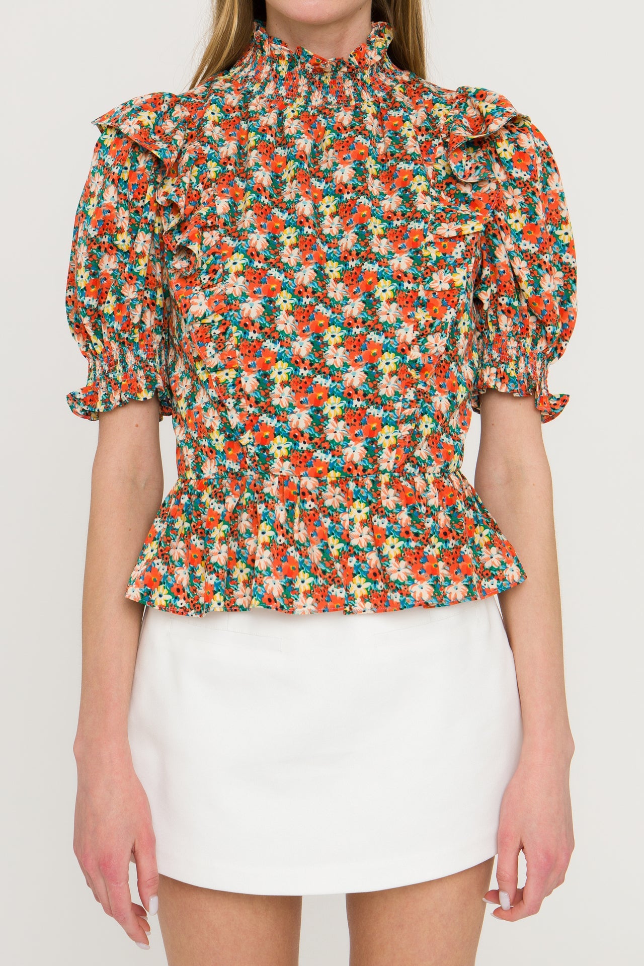 ENGLISH FACTORY - Floral Ruffle Detail Top - TOPS available at Objectrare