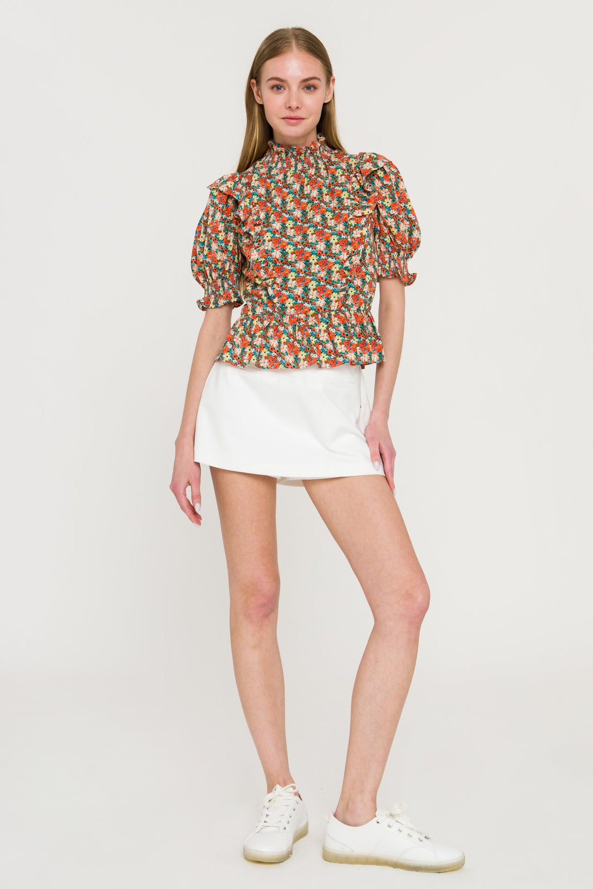 ENGLISH FACTORY - Floral Ruffle Detail Top - TOPS available at Objectrare