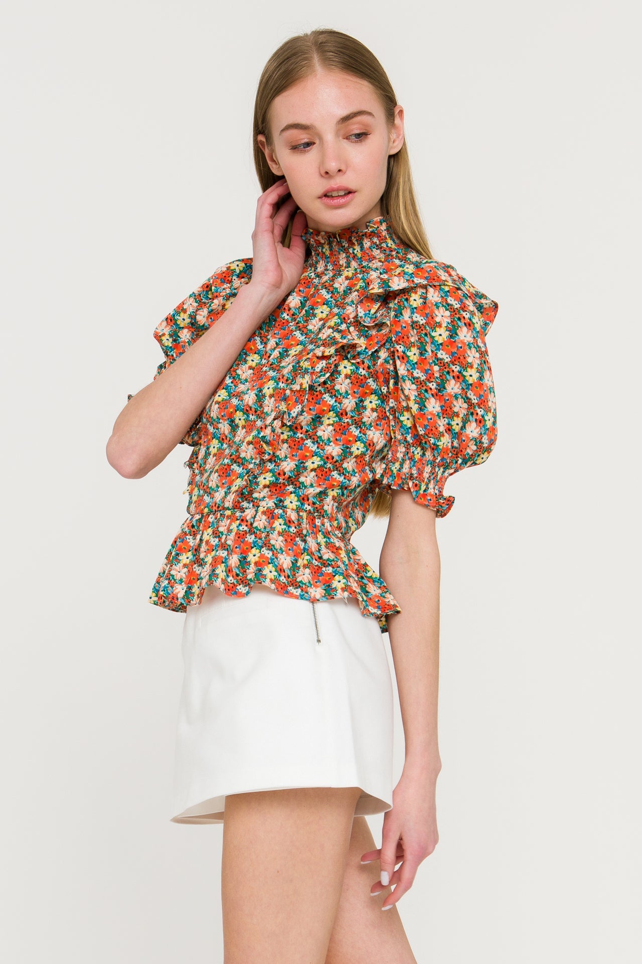 ENGLISH FACTORY - Floral Ruffle Detail Top - TOPS available at Objectrare