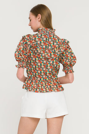 ENGLISH FACTORY - Floral Ruffle Detail Top - TOPS available at Objectrare