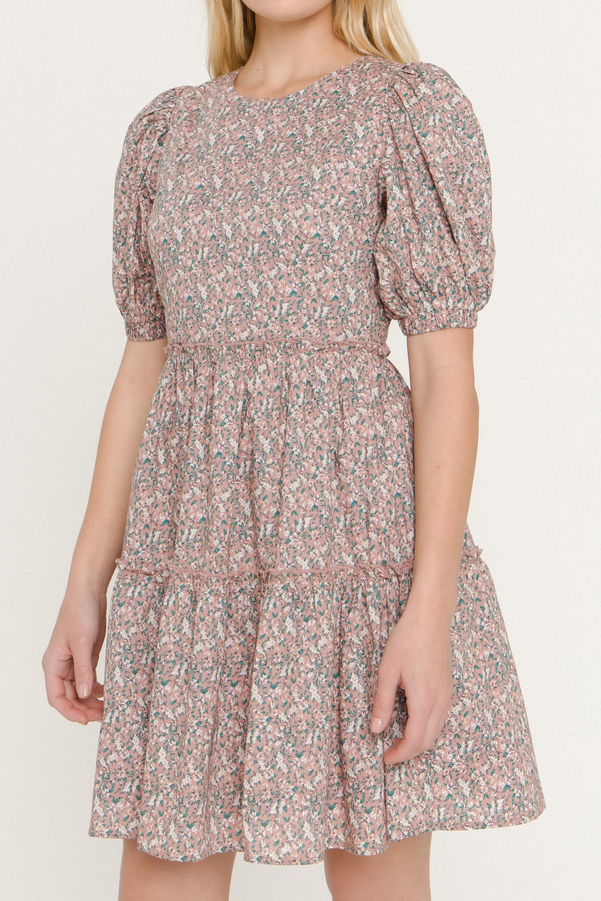 ENGLISH FACTORY - Puff Sleeve Ruffle Detail Dress - DRESSES available at Objectrare
