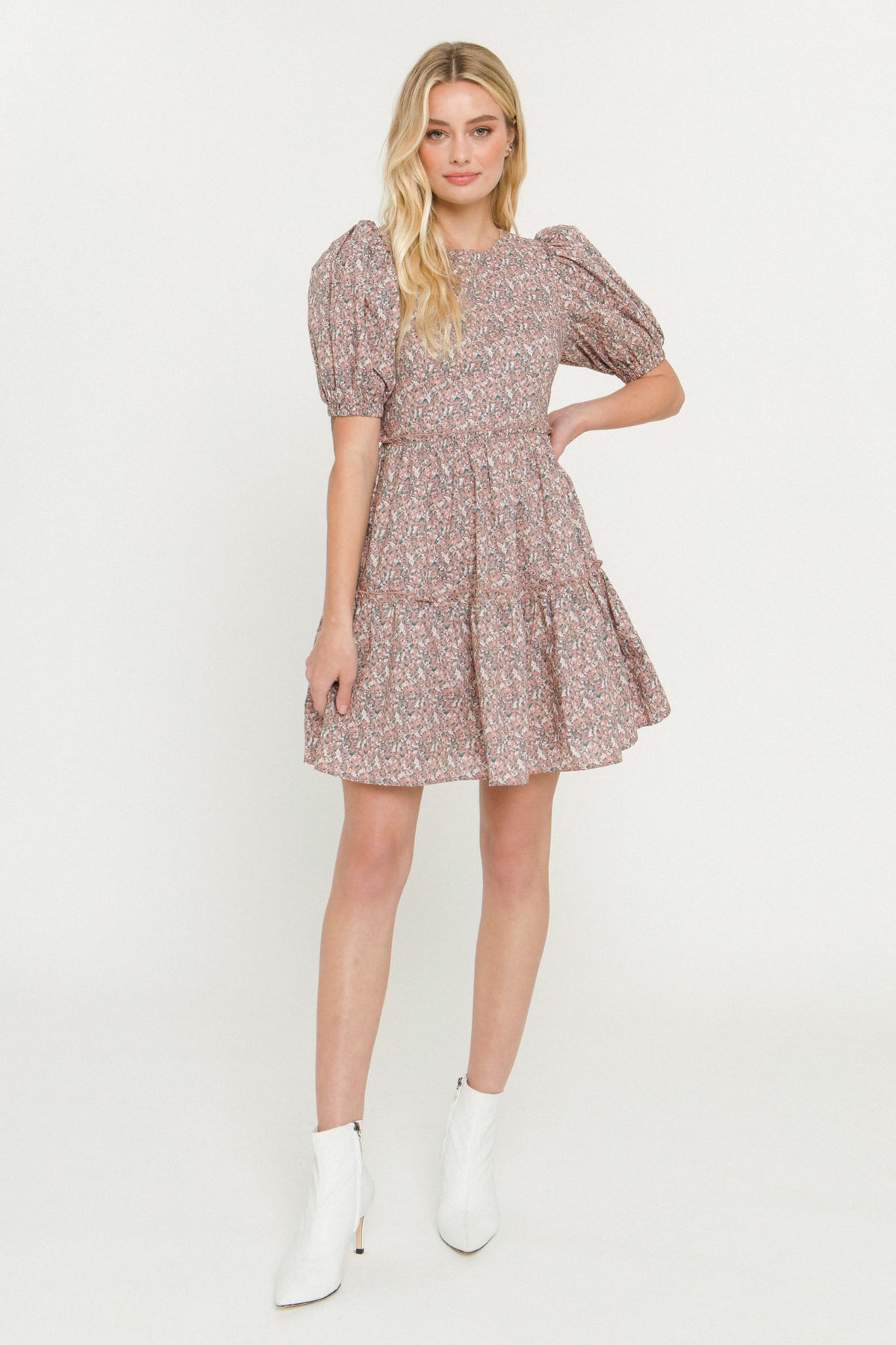 ENGLISH FACTORY - Puff Sleeve Ruffle Detail Dress - DRESSES available at Objectrare