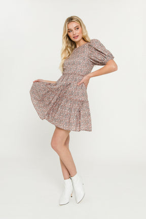 ENGLISH FACTORY - Puff Sleeve Ruffle Detail Dress - DRESSES available at Objectrare